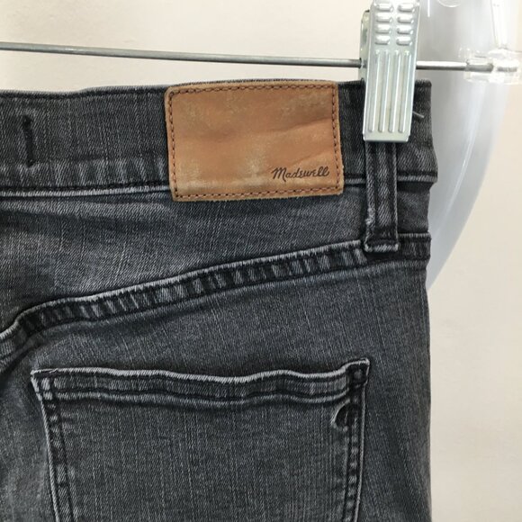 MADEWELL Dark Gray 9" High Rise Skinny Frayed Hem Button Fly 5 Pocket Jeans - Picture 12 of 12